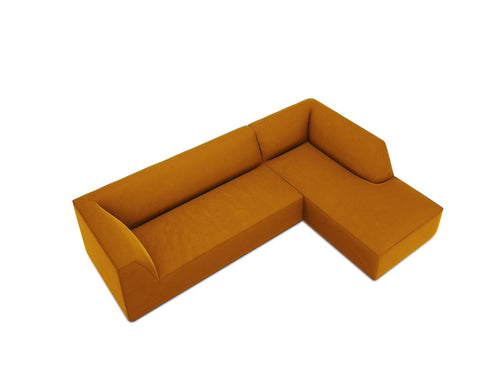 Micadoni rechter hoekbank Ruby 4-zits, flueel, geel - 180x273x69cm