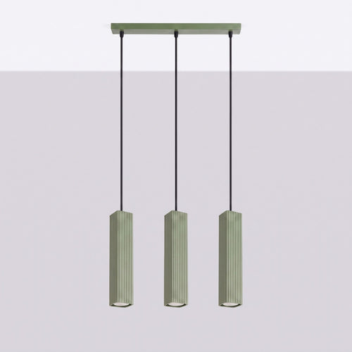 Sollux Lighting Hanglamp RAYO 3L olijfgroen - 45x6x98cm