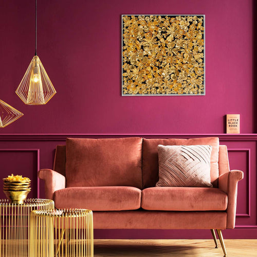 Kare Design Schilderij goud bloemen 60x60cm