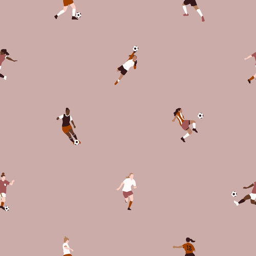 ESTAhome behang voetbalspeelsters terracotta roze - 50 x 900 cm - 131284 - vtwonen shop