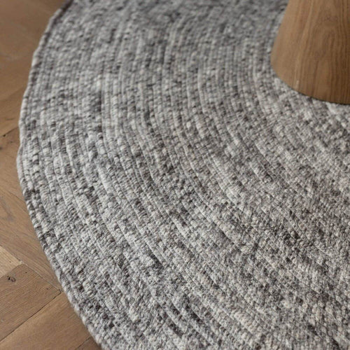 Interieur05 Rond wollen vloerkleed Gapo grijs gemeleerd op=op - 220 x 220 cm