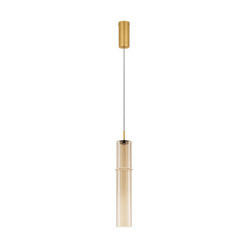 Nova Luce SANO Slanke hanglamp voor aan het plafond, glanzend geborsteld goud, cognac LED 3W 180lm 3000K