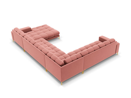 Cosmopolitan Design Panoramische hoekbank links Bali 7-zits, flueel, roze - 256x327x75cm