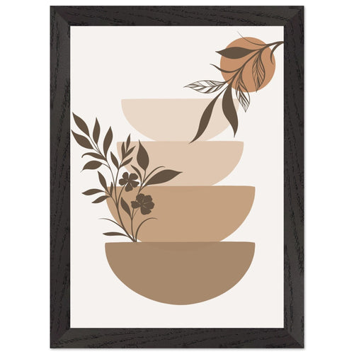 Artfulprints Poster met Lijst Boho – Botanical stack   - A4 21x29.7 cm - Bruin