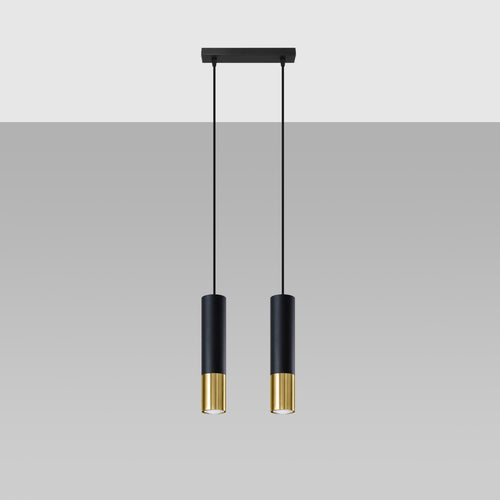 Sollux Lighting Hanglamp LOOPEZ 2 zwart/goud - 30x6x90cm