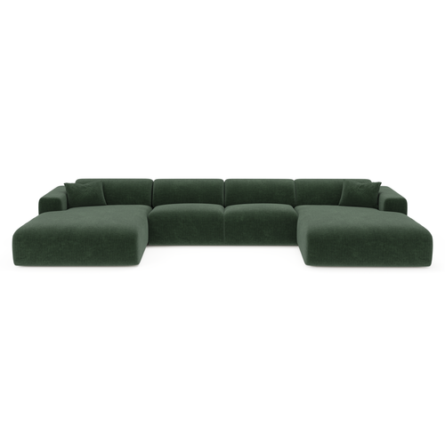 Sia Home - Symmetrische bank MYRA - Fluweel met structuur - Olijfgroen - 356cm - vtwonen shop