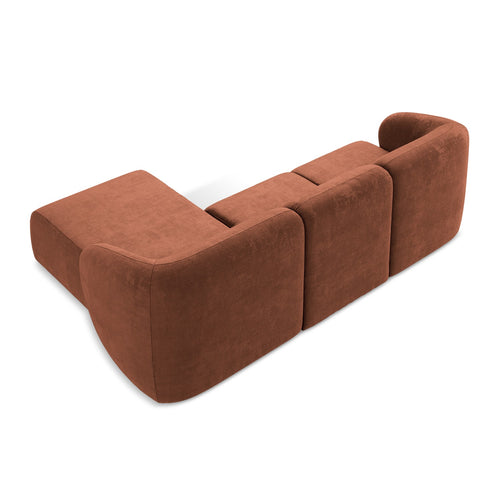 LaMiaSofa hoekbank rechts Cervo - chenille stof - terracotta - 248x166x91