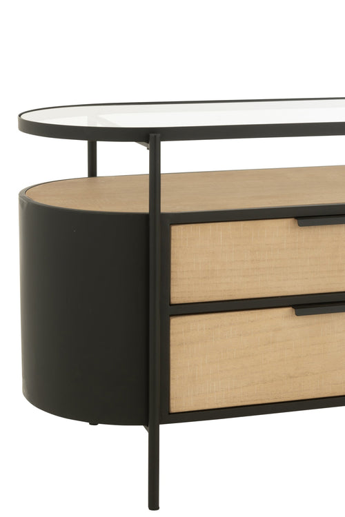 J-Line kast Ivy - ijzer - naturel/zwart