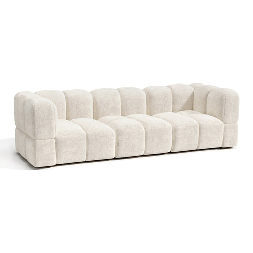 Sia Home - Modulaire bank NUBI - Fluweel met structuur - Crème - 570cm