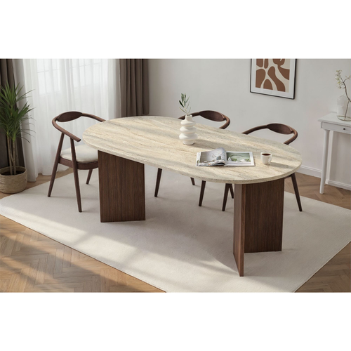Calicosy - Eettafel met afgeronde randen SABLE - 89,5x180x75 cm
