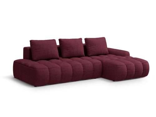 Cosmopolitan Design Converteerbare hoekbank rechts met opbergdoos Linz 3-zits, structurele stof bordeaux - 142x275x84cm