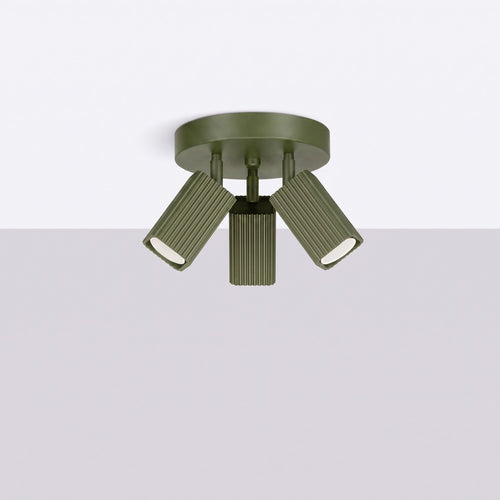 Sollux Lighting Plafondlamp RAYO 3P olijfgroen - 20x20x18cm