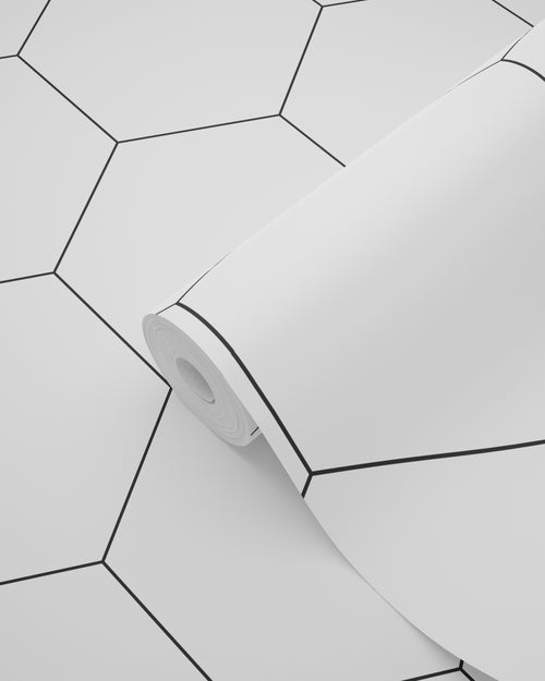 ESTAhome behang hexagon zwart wit - 53 cm x 10.05 m - 139311