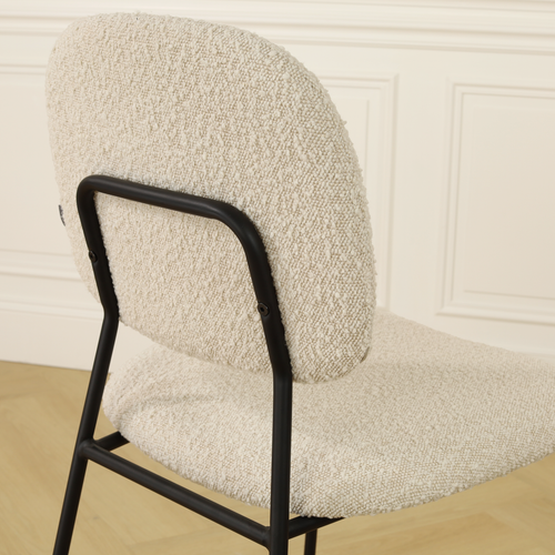 Nolon Jasmijn Barkruk Bouclé Beige - Zwart - 65 cm