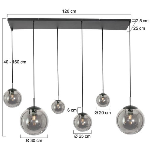 Steinhauer hanglamp bollique - 9 lichts - 140  x 150   cm - zwart