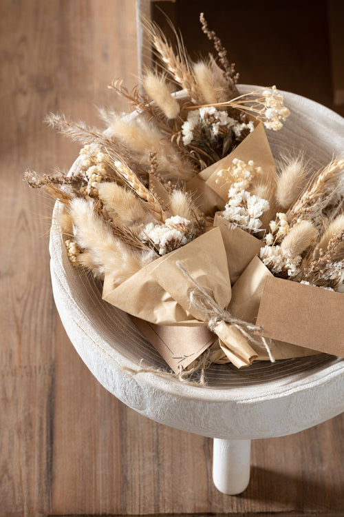 J-Line bundel Gedroogde Bloemen In Papier Wrap - jute - naturel - 2 st.