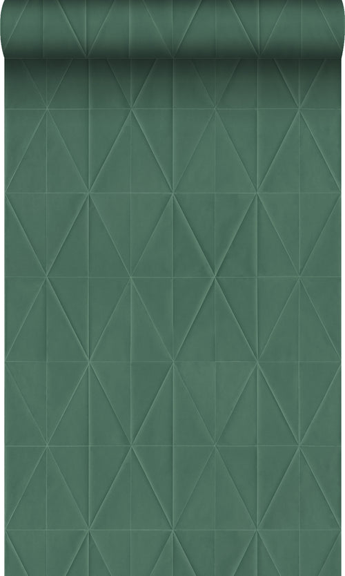 Origin Wallcoverings eco-texture vliesbehang origami motief donkergroen - 0,53 x 10,05 m - 347859 - vtwonen shop