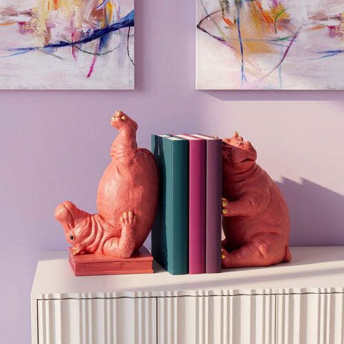 Kare Design Boekensteun twee roze nijlpaarden (2/Set)