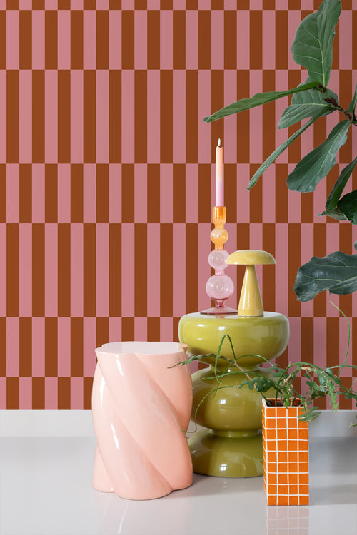 ESTAhome behang strepen roze en rood - 50 x 900 cm - 131427 - vtwonen shop