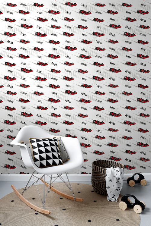 Sanders & Sanders behang race auto's rood - 50 x 900 cm - 935359