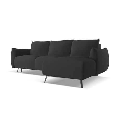 LaMiaSofa hoekbank rechts Genova - chenille stof - antraciet - 242x162x86