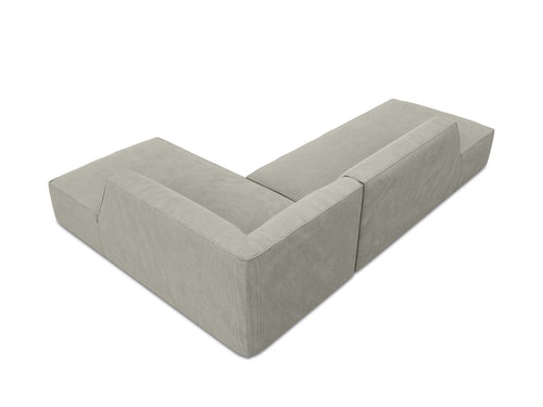 Micadoni rechter hoekbank Ruby 4-zits, ribfluwelen, lichtgrijs - 180x273x69cm
