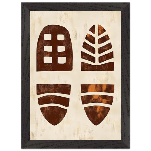 Artfulprints Poster met Lijst Boho – Primitive forms   - A4 21x29.7 cm - Terracotta