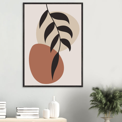 Artfulprints Poster met Lijst Boho - Abstract leaf II   - 50x70 cm - Terracotta