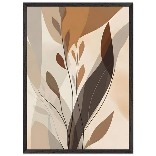 Artfulprints Poster met Lijst Boho – Delicate leaves   - 50x70 cm - Bruin