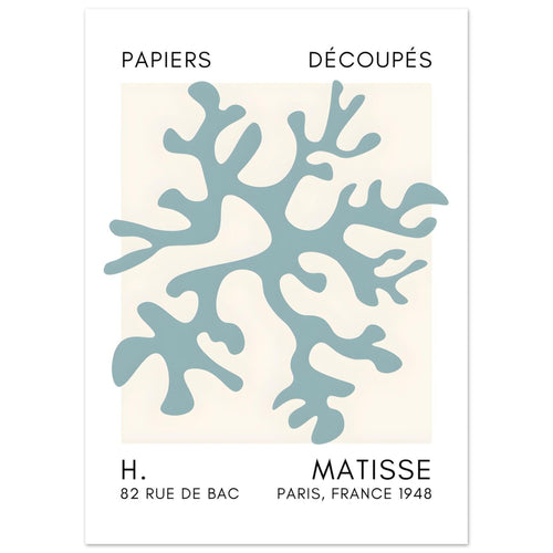 Artfulprints Poster Matisse – Dreamy coral flower turquoise   - 50x70 cm - Turquoise