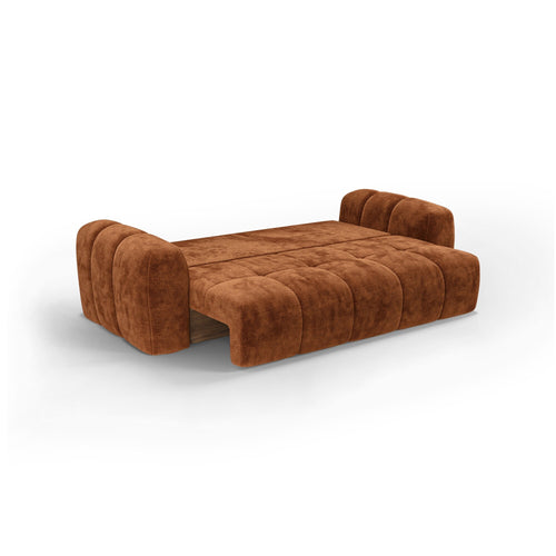 Premium Interiors - Slaapbank met opbergruimte SKY - gewaafd fluweel terracotta 260cm