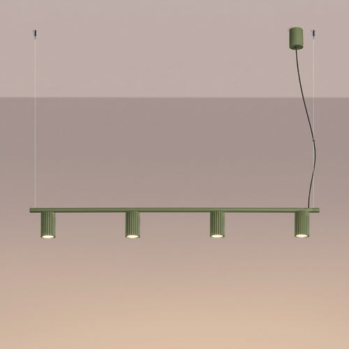 Sollux Lighting Kroonluchter KARBON 4 olijfgroen - 122x6,5x212cm