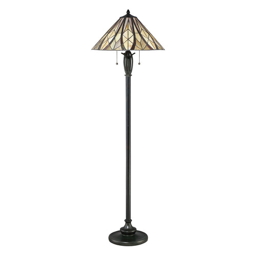 Elstead Victory Tiffany vloerlamp, Valiant Bronze, E27