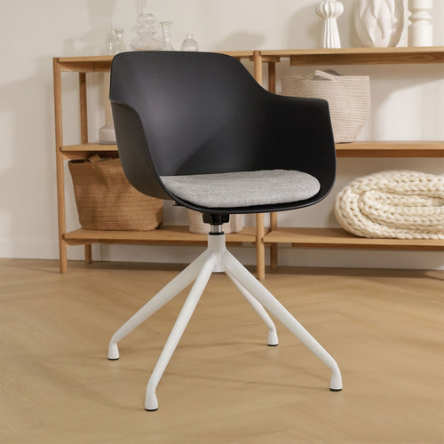Nolon Nola-Liz Eetkamerstoel Zwart - Lichtgrijs - Draaibaar - Wit - vtwonen shop