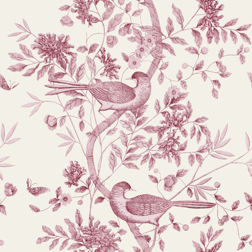 ESTAhome behang bloemen en vogels bordeaux rood - 50 x 900 cm - 132116