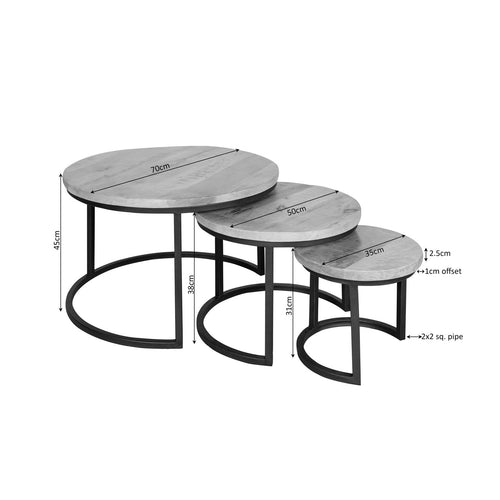 Starfurn Salontafel Dakota - Rond Naturel Hout - Set van 3