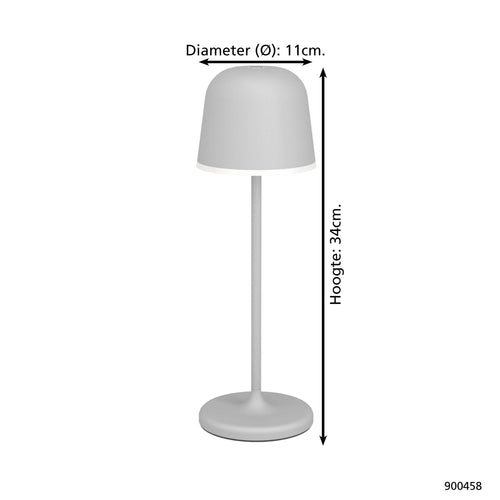 EGLO tafellamp Mannera - aanraakdimmer - draadloos - 34 cm - grijs