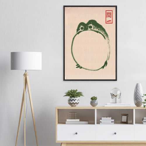 Artfulprints Poster met Lijst Matsumoto Hoji - Frog III   - 50x70 cm - Donkergroen