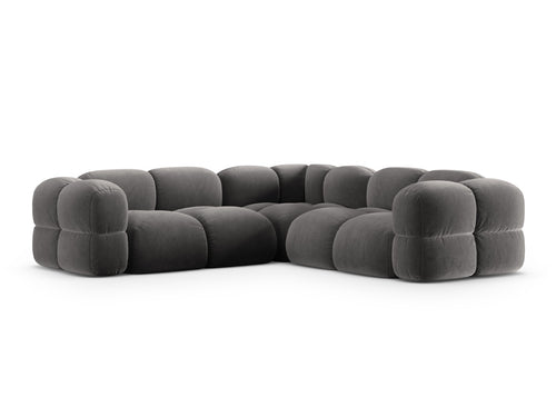 Cosmopolitan Design Hoekbank Loretto 4-zits, flueel grijs - 250x250x68cm