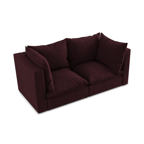 LaMiaSofa Tweezits modulaire bank Ravenna - textuurstof - bordeaux - 180x90x77