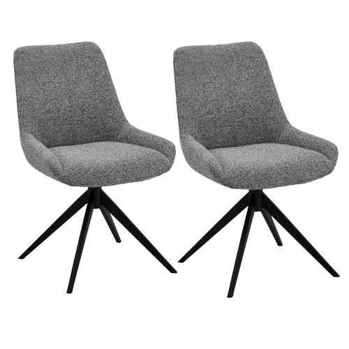 Furnhouse eetkamerstoel Helena - Grijs - Stof (Bouclé) - Set van 2