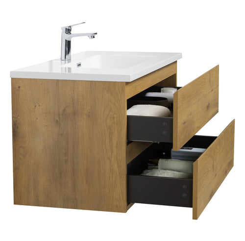 Badplaats Badkamermeubel Set Angela 90 cm – Eiken – Badmeubel met Wastafel