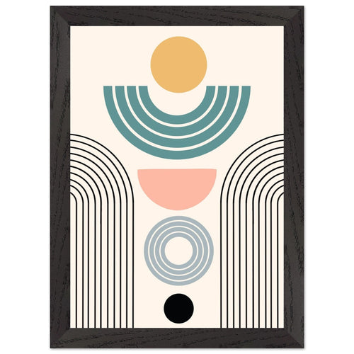 Artfulprints Poster met Lijst Boho – Modern sunrise   - A4 21x29.7 cm - Meerkleurig