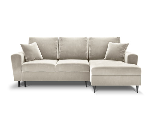 Cosmopolitan Design Converteerbare hoekbank rechts met opbergdoos Kyoto 4-zits, flueel, lichtbeige - 145x241x88cm