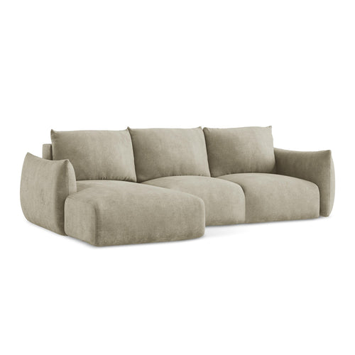 LaMiaSofa hoekbank links Savona - chenille stof - beige - 242x162x90