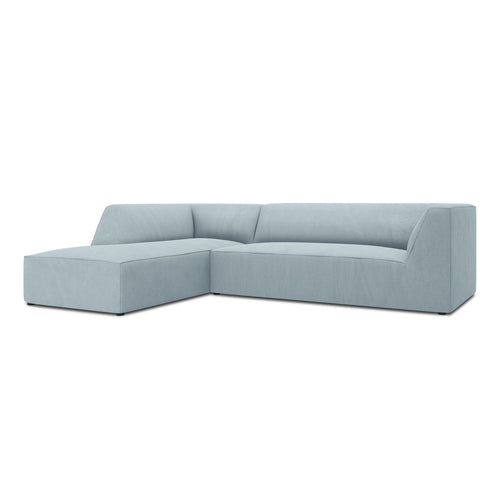 Cosmopolitan Design - Modulaire hoekbank links Siena 4-zits, ribfluwelen lichtblauw - 180x273x69cm