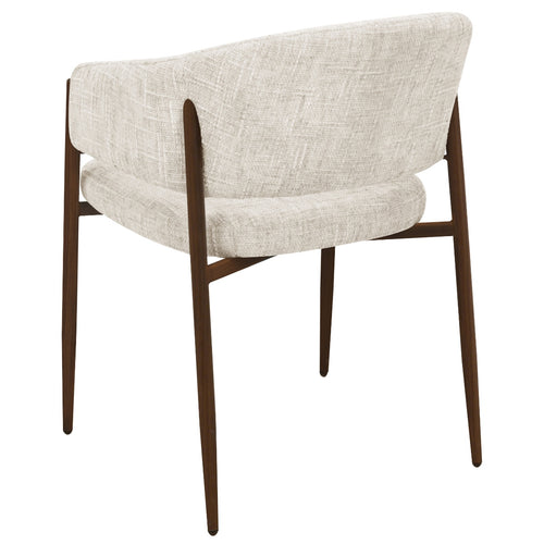 DÉJA Living Eetkamerstoel Elvia - Beige/Walnoot Stof - Set van 2