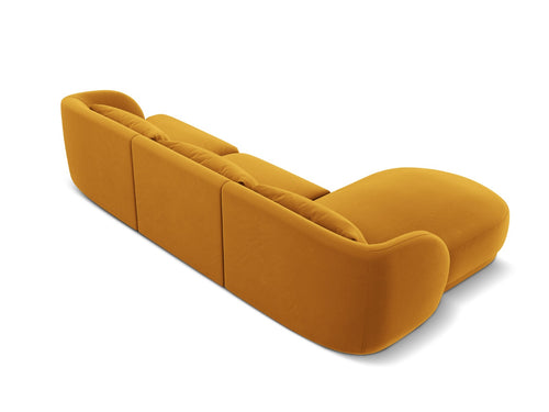 Cosmopolitan Design linker hoekbank Tulum 4-zits, flueel, geel - 156x255x70cm
