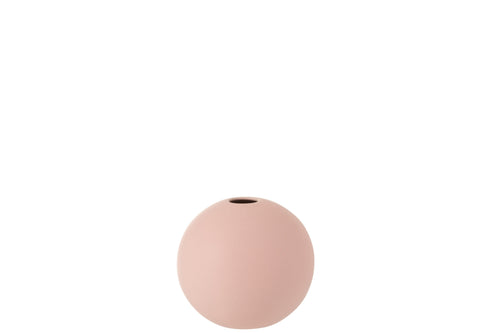 J-Line vaas Bol - keramiek - roze - small - 2 stuks - Ø 12 cm