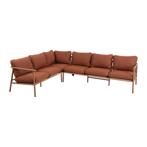 WOOOD loungeset tuin Cavero - Aluminium - Terra/Naturel - 63x268x206